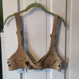 Joyfolie Tan Suede Marlow Harness Bra Top - NWT